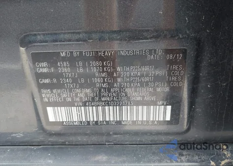 2013 Subaru Outback 2.5I Limited z USA, uszkodzony, nr VIN 4S4BRBKC1D3221785